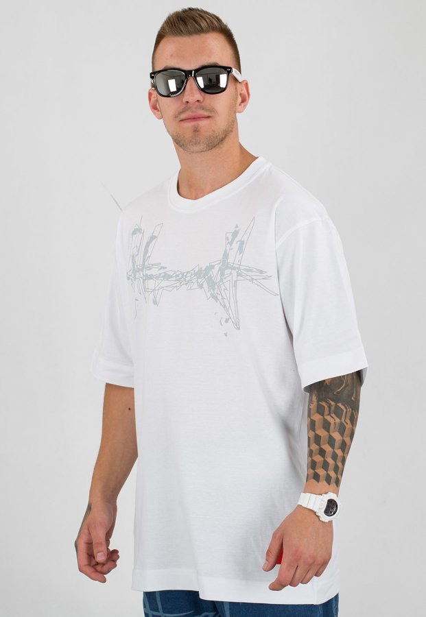 T-shirt Stoprocent Baggy Destroytag biały