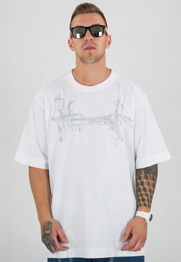 T-shirt Stoprocent Baggy Destroytag biały