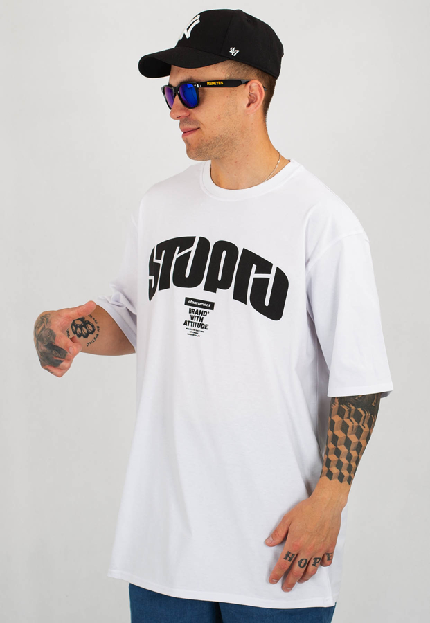 T-shirt Stoprocent Baggy Futureretro biały