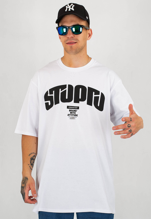 T-shirt Stoprocent Baggy Futureretro biały