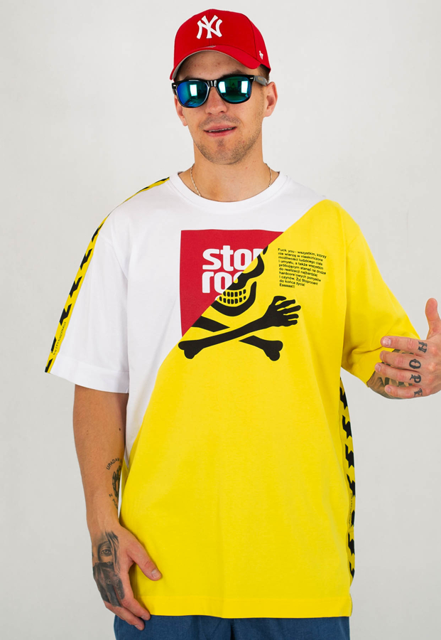 T-shirt Stoprocent Baggy Toxicated biało żółty