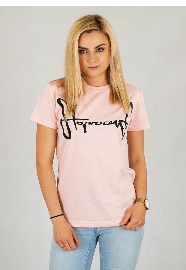 T-shirt Stoprocent Big Tag różowo czarny