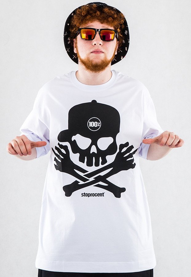 T-shirt Stoprocent Skull biały
