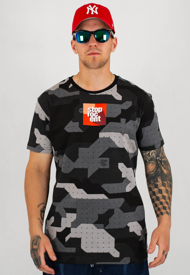 T-shirt Stoprocent Slim 3DCube camo czarny