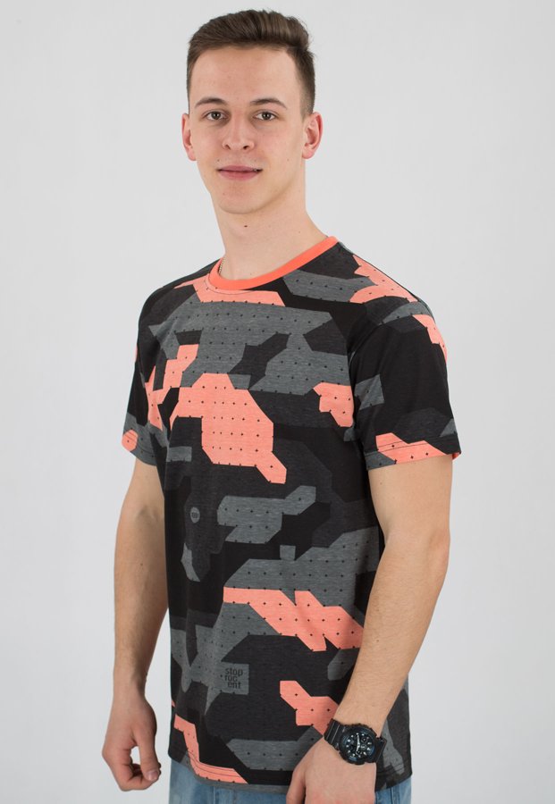 T-shirt Stoprocent Slim Camo coral