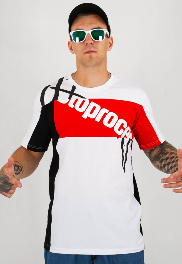T-shirt Stoprocent Slim Mixtag biało czarny