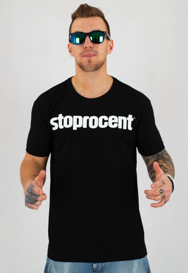 T-shirt Stoprocent Slim Simple czarno biały