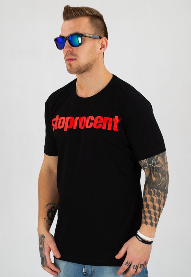 T-shirt Stoprocent Slim Simple czarno czerwony
