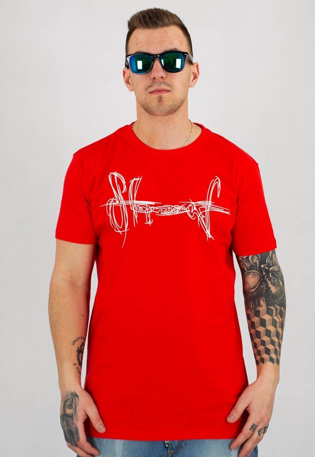 T-shirt Stoprocent Slim Sketch czerwony