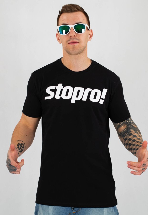T-shirt Stoprocent Slim Stopro czarno biały