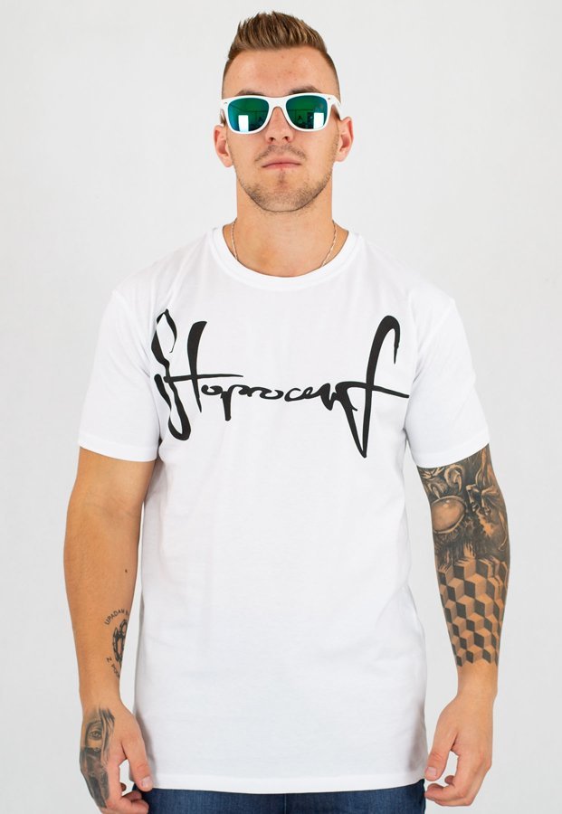 T-shirt Stoprocent Slim Tag biały
