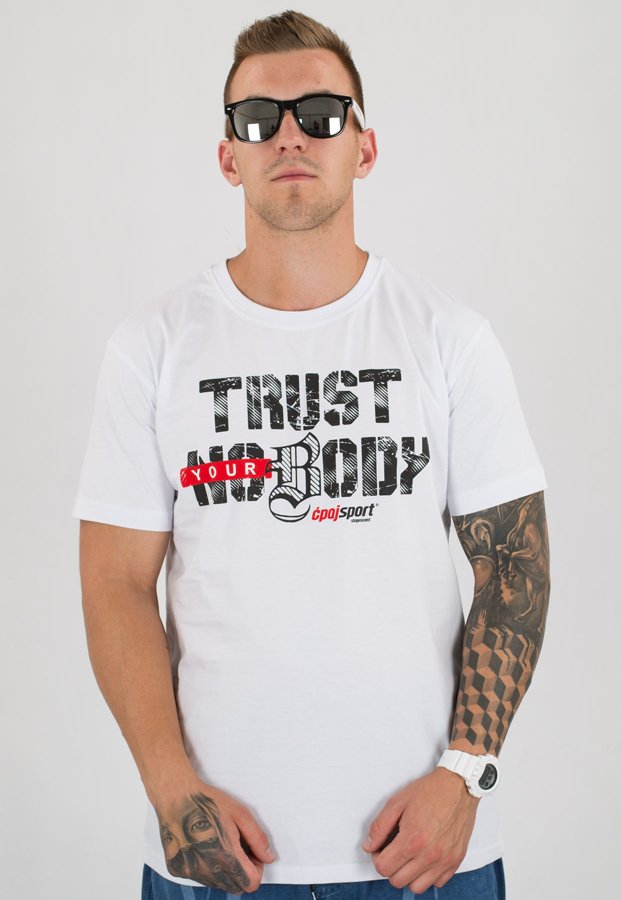 T-shirt Stoprocent Slim Trust biały