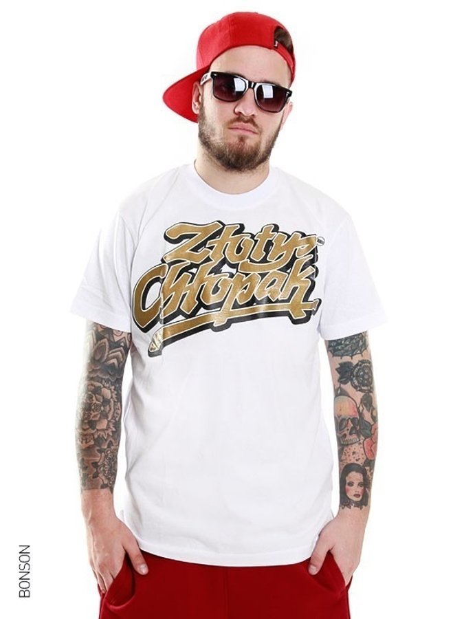 T-shirt Stoprocent Złoty Chłopak biały