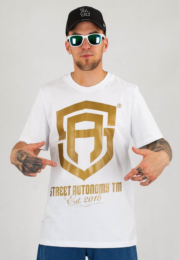 T-shirt Street Autonomy Classic Est biało złoty