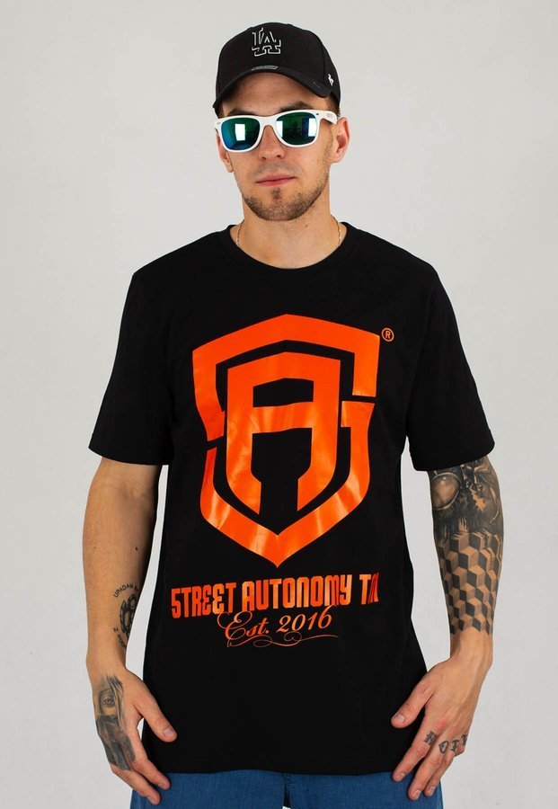 T-shirt Street Autonomy Classic Est czarno pomarańczowy