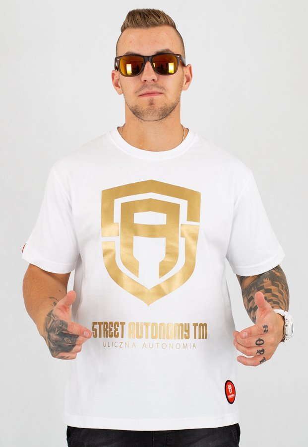 T-shirt Street Autonomy Classic biało złoty