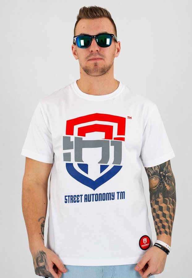 T-shirt Street Autonomy Crack Logo Classic biały