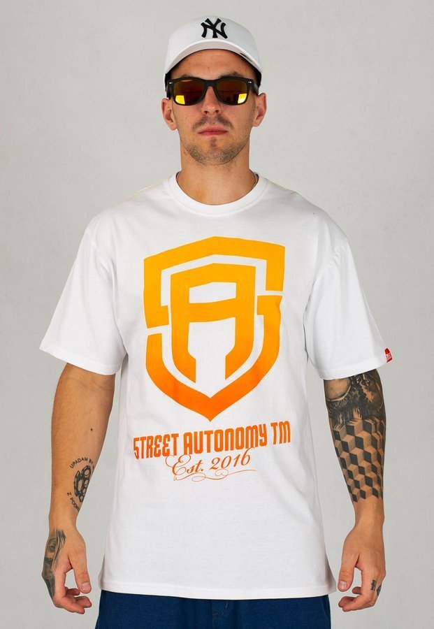 T-shirt Street Autonomy Est 2 biało żółty