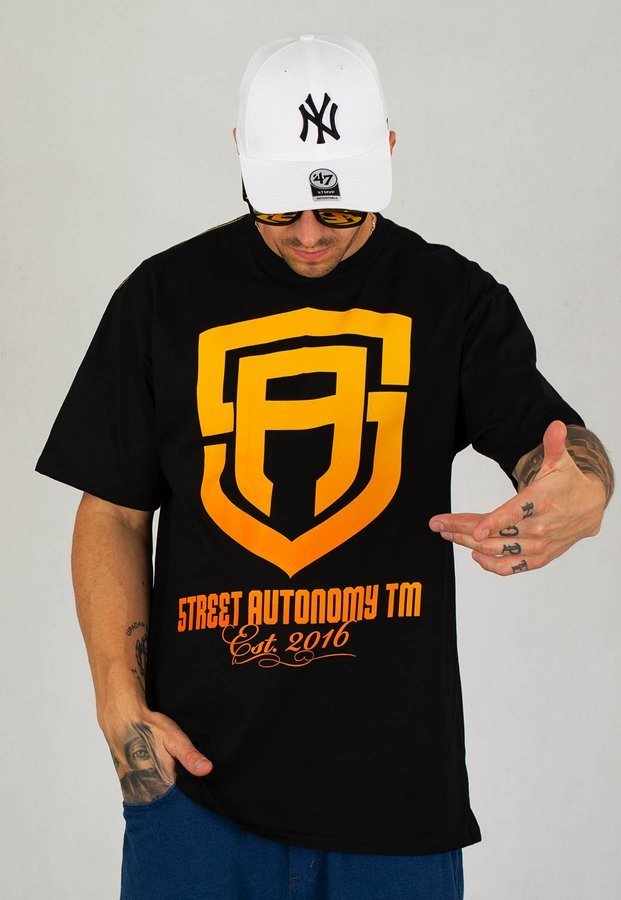 T-shirt Street Autonomy Est 2 czarno pomarańczowy