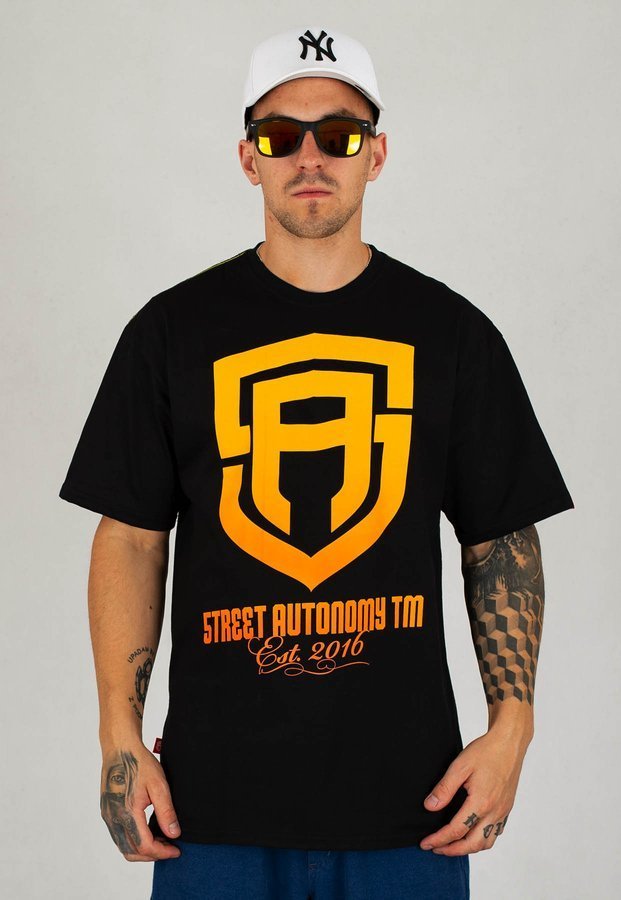 T-shirt Street Autonomy Est 2 czarno pomarańczowy