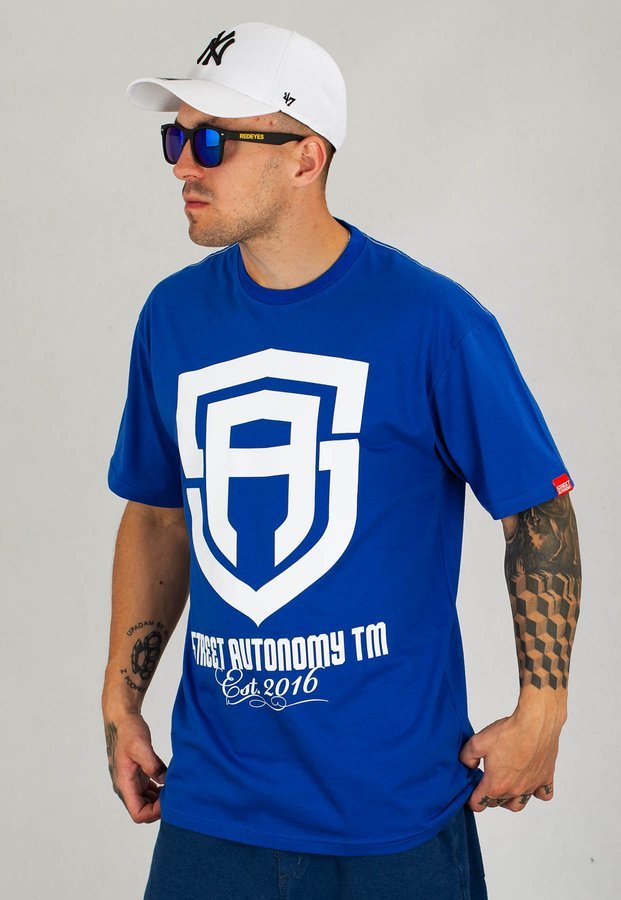 T-shirt Street Autonomy Est 2 niebiesko biały