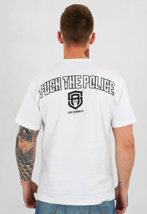 T-shirt Street Autonomy Fuck biały