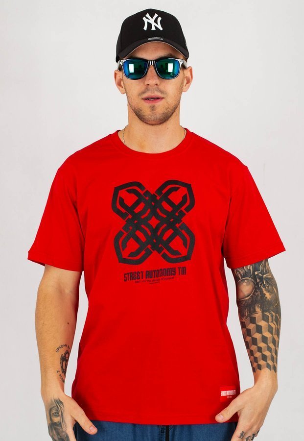 T-shirt Street Autonomy Ornament Logo czerwony