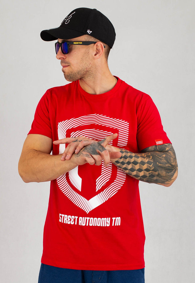 T-shirt Street Autonomy Ricnch czerwono biały