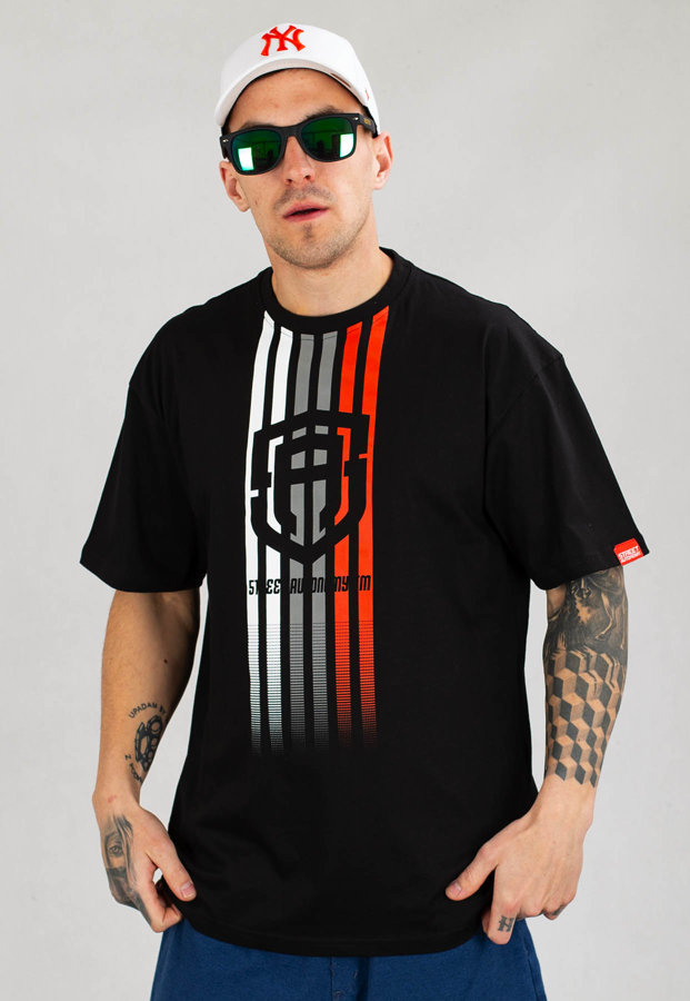 T-shirt Street Autonomy Stripes Vertlines czarno czerwony