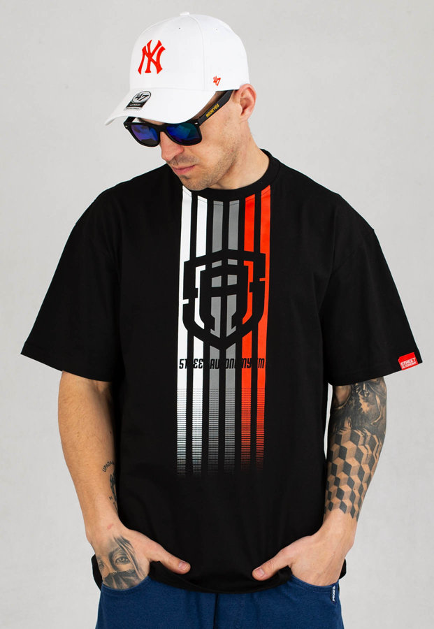 T-shirt Street Autonomy Stripes Vertlines czarno czerwony