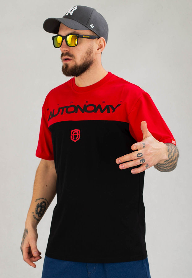 T-shirt Street Autonomy Tony czarno czerwony