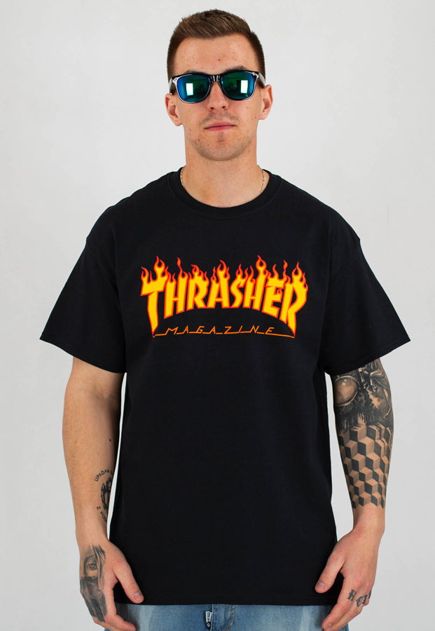 T-shirt Thrasher Flame Logo czarny