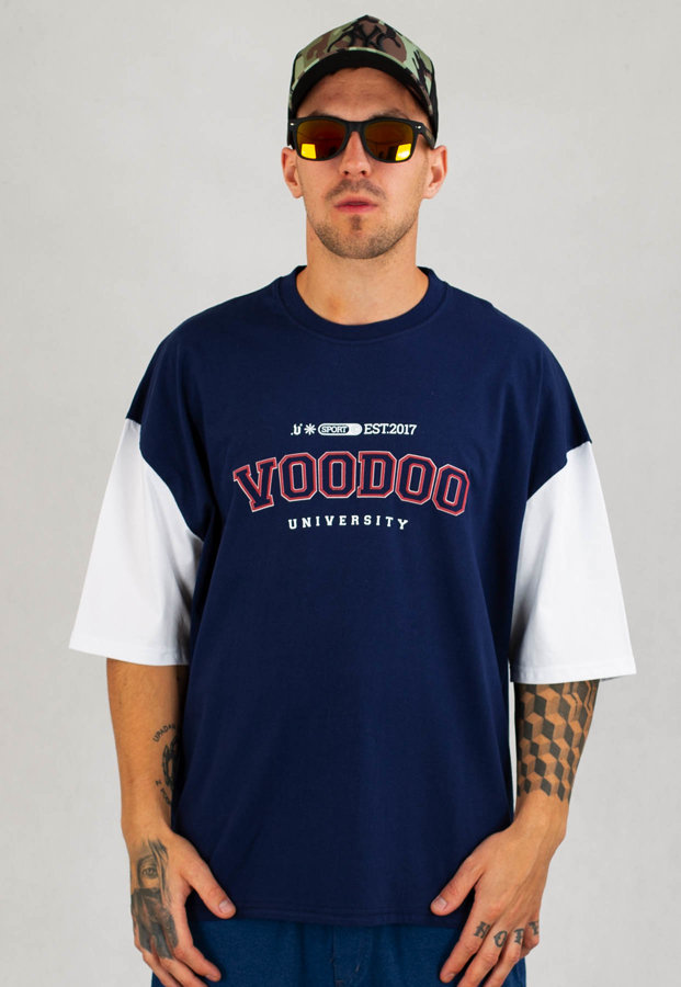 T-shirt VooDoo University granatowo biały
